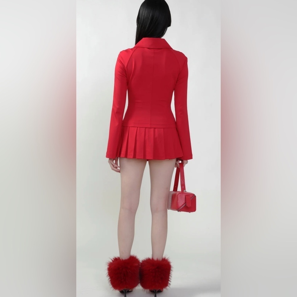 NWT Kim Shui Mini Skort With Pleats SZ M Red - Picture 2 of 8